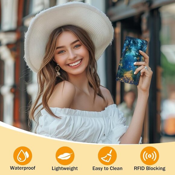 Womens Wallet, Forest Firefly Slim Thin RFID Blocking Credit Card Wallets, Long - Picture 2 of 6